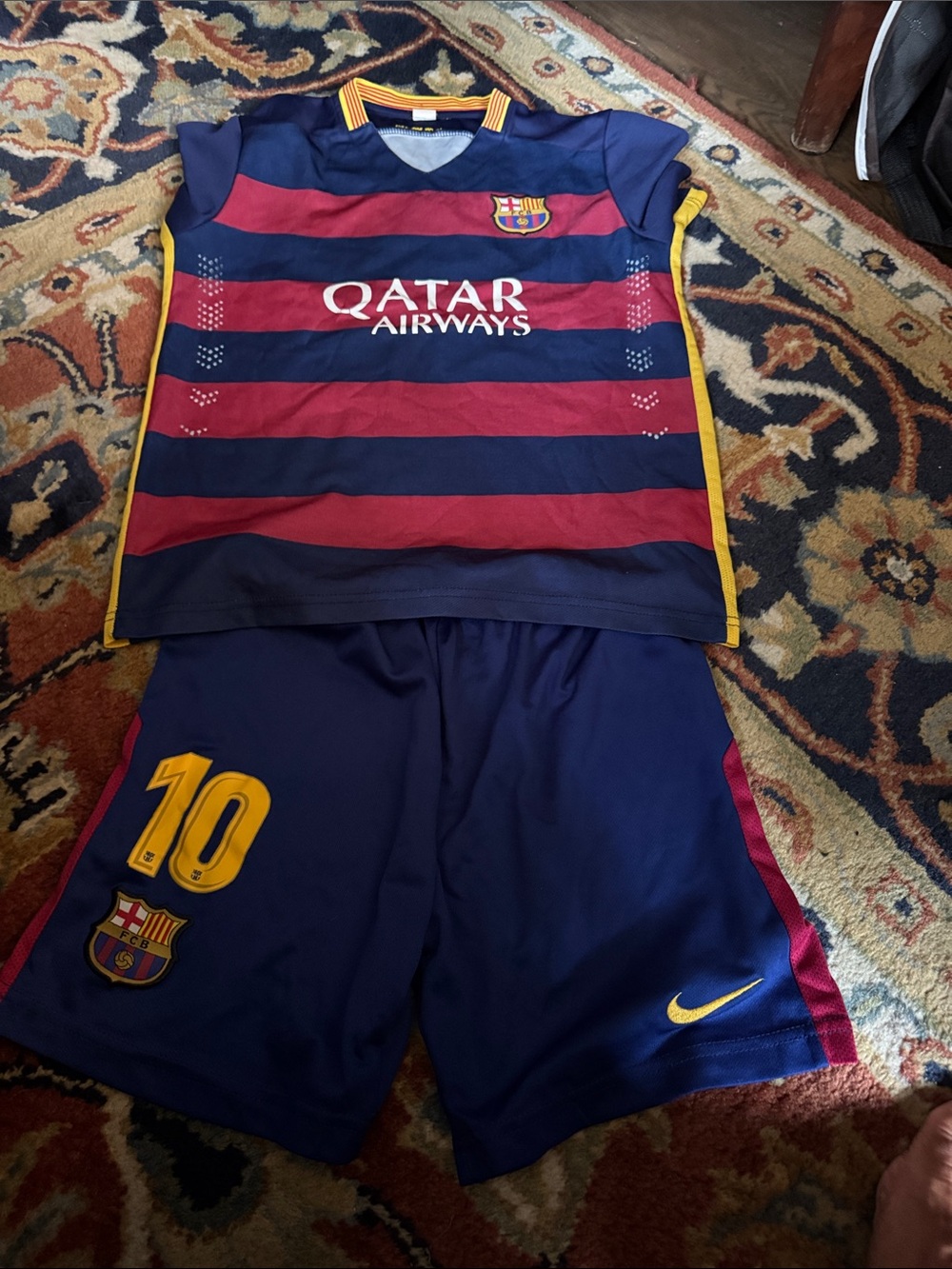 Nike FC Barcelona Kids Home Soccer Set - Navy, Maroon & Yellow